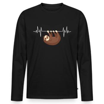Trägheits-Herzschlag, der an der EKG-Linie Kleidungs-Trägheit hängt - Männer Premium Bio Langarmshirt - Schwarz - Vorne - Nico (187cm)