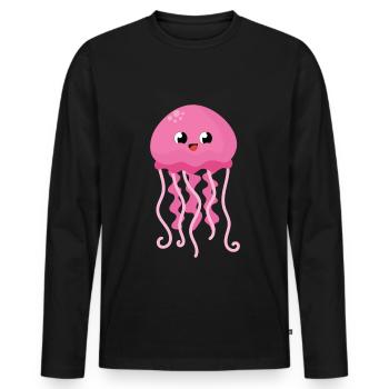 Kids Carton Kawaii Jellyfish Medusa Gift - Men's Premium Organic Long Sleeve Shirt - black - Front - Nico (187cm)