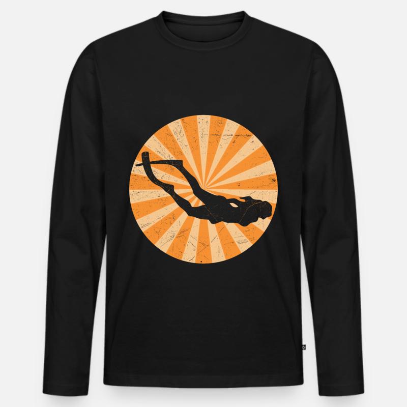 APNOE RETRO Freitaucher Schnorchler Geschenk - Männer Premium Bio Langarmshirt - Schwarz