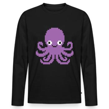 Rétro 8-Bit Pixel Octopus Gamer Squid Ward Kalmar - T-shirt manches longues Premium bio Homme - noir - Devant - Nico (187cm)