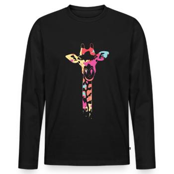 Color Giraffe - Men's Premium Organic Long Sleeve Shirt - black - Front - Nico (187cm)