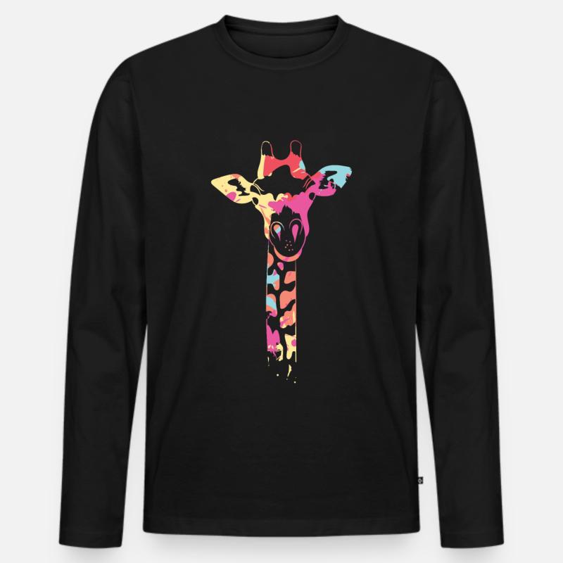 Farbgiraffe - Männer Premium Bio Langarmshirt - Schwarz
