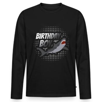 Boys Birthday Boy Sharks Gift Shark - Men's Premium Organic Long Sleeve Shirt - black - Front - Nico (187cm)