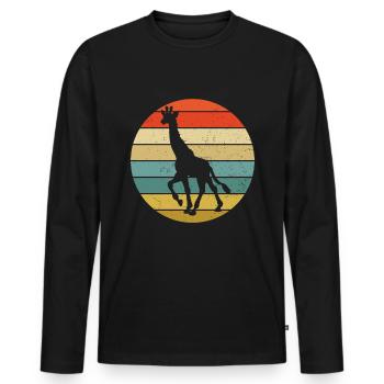 Années 70 Années 80 Vintage Giraffe Retro Design - T-shirt manches longues Premium bio Homme - noir - Devant - Nico (187cm)