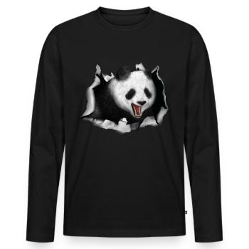 Panda Bear Breaking Through Clothes Gift Pandas - Men's Premium Organic Long Sleeve Shirt - black - Front - Nico (187cm)