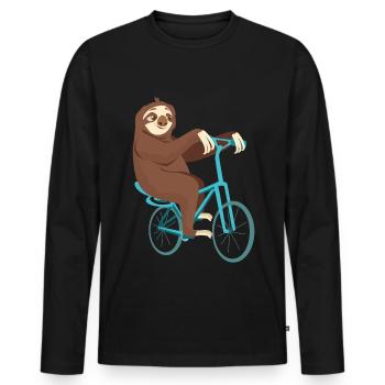 Cycling Sloth Bicycle Biking Cyclist Gift Sloth - Men's Premium Organic Long Sleeve Shirt - black - Front - Nico (187cm)