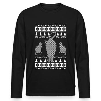 UGLY CHRISTMAS Cat Gift Cats Ass for Cat Owner - Men's Premium Organic Long Sleeve Shirt - black - Front - Nico (187cm)