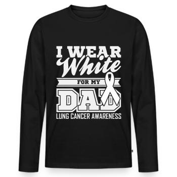 I WEAR WHITE Lung Cancer Gift White Ribbon - Men's Premium Organic Long Sleeve Shirt - black - Front - Nico (187cm)