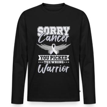 SORRY CANCER World Cancer Day Gift Awareness - Men's Premium Organic Long Sleeve Shirt - black - Front - Nico (187cm)