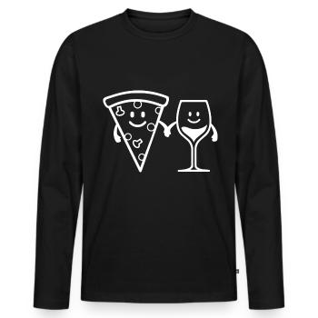 PIZZA AND WINE Pizza Funny Pizza Lovers - Men's Premium Organic Long Sleeve Shirt - black - Front - Nico (187cm)