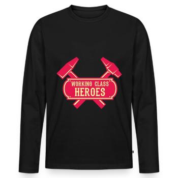WORKING CLASS HEROES Car Mechanic Workshop Team - Men's Premium Organic Long Sleeve Shirt - black - Front - Nico (187cm)