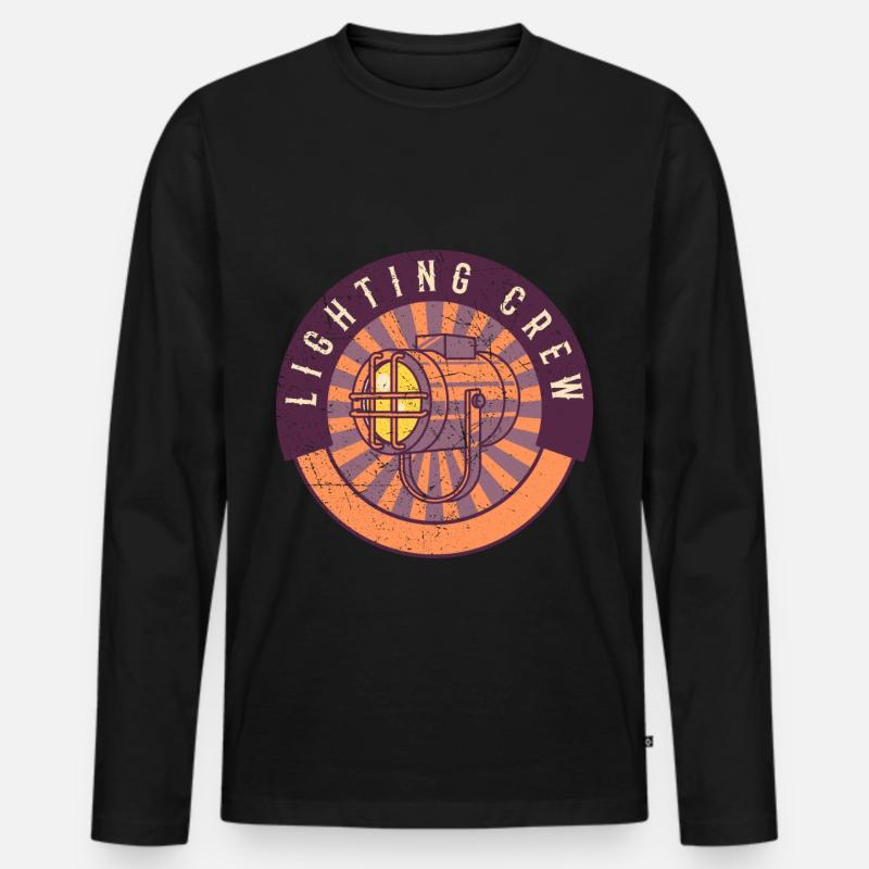 LIGHTING CREW RETRO Lichttechniker - Männer Premium Bio Langarmshirt - Schwarz