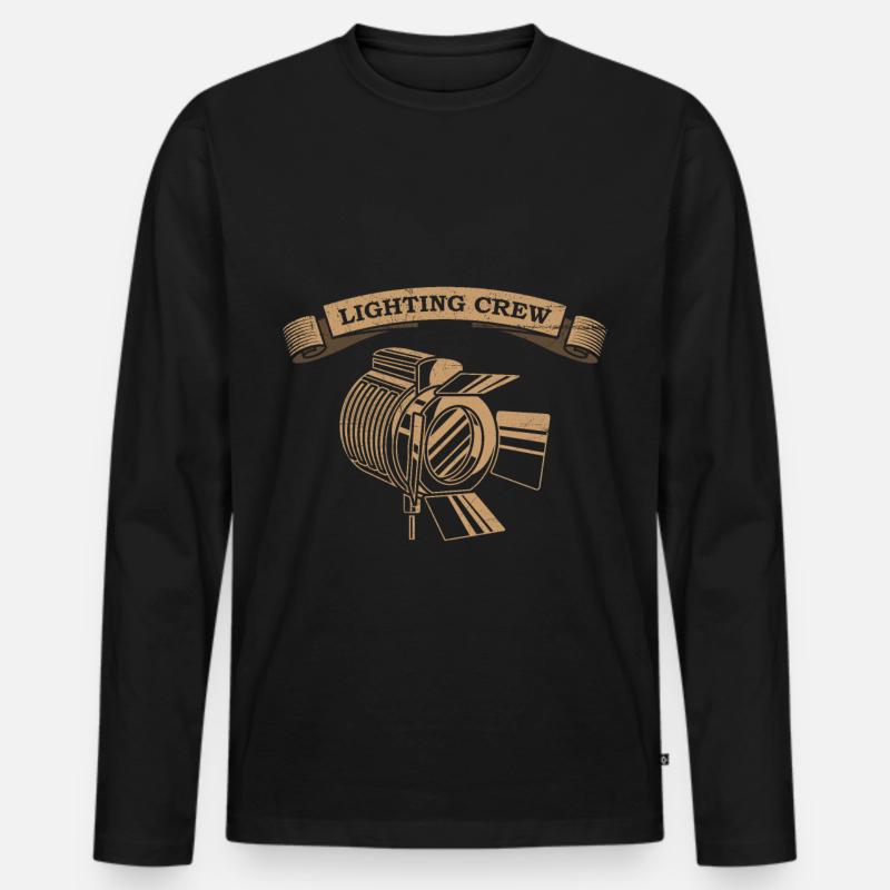 LIGHTING CREW Oberbeleuchter Lichttechniker - Männer Premium Bio Langarmshirt - Schwarz