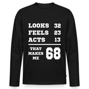 68 JAHRE ALT 68 Geburtstag Opa Lustig - Männer Premium Bio Langarmshirt - Schwarz - Vorne - Nico (187cm)