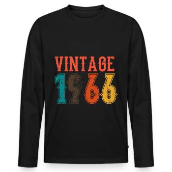Geburtstag Papa Vintage 1966 - Männer Premium Bio Langarmshirt - Schwarz - Vorne - Nico (187cm)