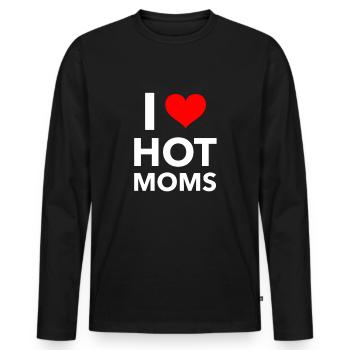 Anniversaire d’ami J’aime Les mamans chaudes - T-shirt manches longues Premium bio Homme - noir - Devant - Nico (187cm)