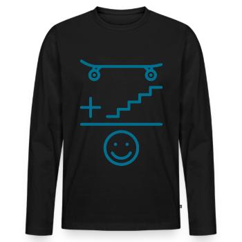 Skateboarder Skateboard Und Treppe Smile - Männer Premium Bio Langarmshirt - Schwarz - Vorne - Nico (187cm)
