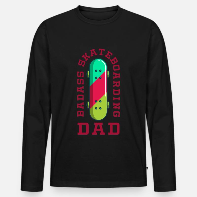 Skateboard Badass Skateboarding Dad - Männer Premium Bio Langarmshirt - Schwarz