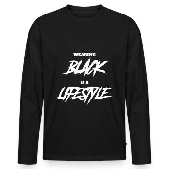 Goth Saying Funny Wear Black is a - Men's Premium Organic Long Sleeve Shirt - black - Front - Nico (187cm)
