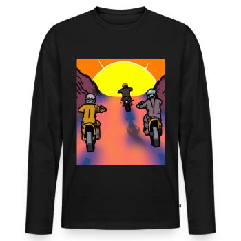 Vaporwave Aesthetic Sonnenuntergang Berge - Männer Premium Bio Langarmshirt - Schwarz - Vorne - Nico (187cm)