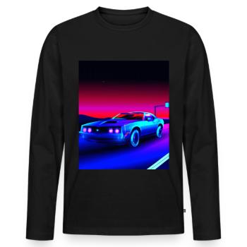 Vaporwave Aesthetic Vintage Highway - Männer Premium Bio Langarmshirt - Schwarz - Vorne - Nico (187cm)