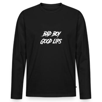 Goth Boy Bad Boy Good Lips - Männer Premium Bio Langarmshirt - Schwarz - Vorne - Nico (187cm)
