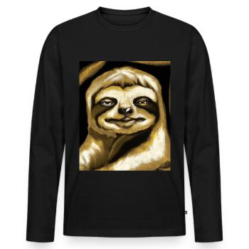 Portrait paresseux Drôle de cubisme Gustav Klimt - T-shirt manches longues Premium bio Homme - noir - Devant - Nico (187cm)