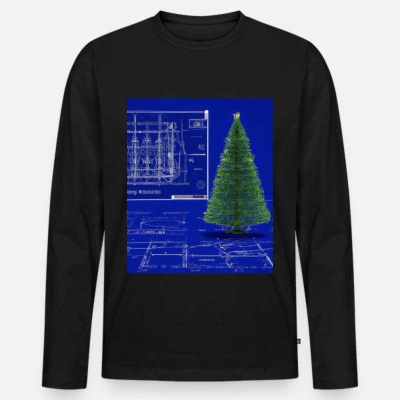 Weihnachten Weihnachtsbaum Schematic Blaupause - Männer Premium Bio Langarmshirt - Schwarz