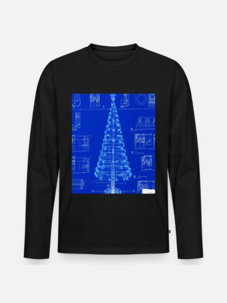 Christmas Christmas Tree Schematic Blueprint - Men's Premium Organic Long Sleeve Shirt - black