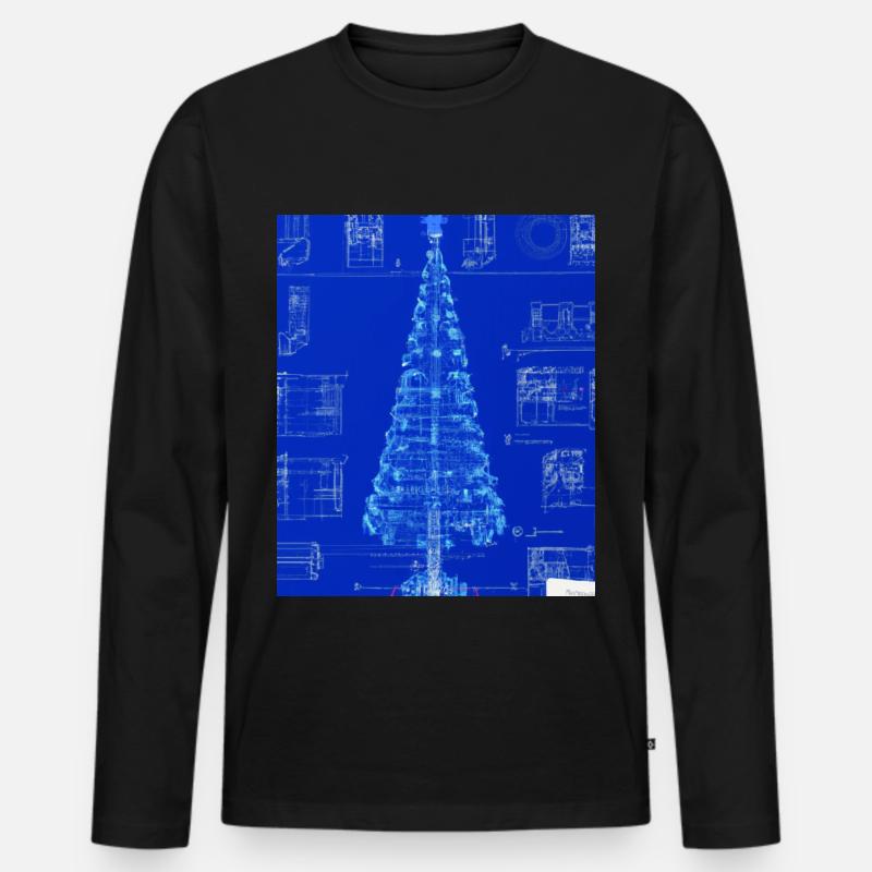 Weihnachten Weihnachtsbaum Schematic Blaupause - Männer Premium Bio Langarmshirt - Schwarz