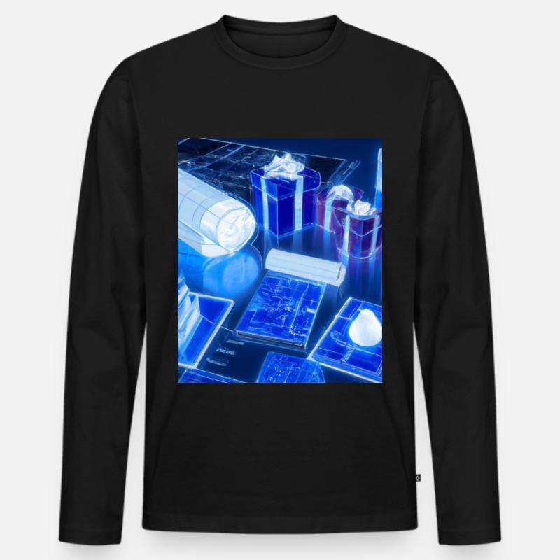 Weihnachten Weihnachtsbaum Schematic Blaupause - Männer Premium Bio Langarmshirt - Schwarz