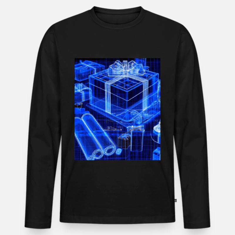 Weihnachten Weihnachtsbaum Schematic Blaupause - Männer Premium Bio Langarmshirt - Schwarz