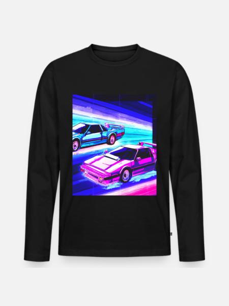 Vaporwave Aesthetic Synthwave Car - Men's Premium Organic Long Sleeve Shirt - black