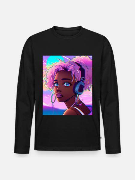 Pastel Aesthetic Cute Anime Girl - Men's Premium Organic Long Sleeve Shirt - black