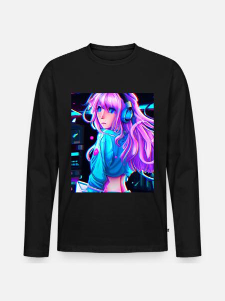 Pastel Esthétique Mignonne Anime Fille - T-shirt manches longues Premium bio Homme - noir