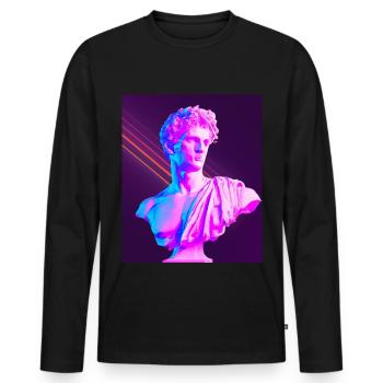 Vaporwave Statue Roman Bust - Men's Premium Organic Long Sleeve Shirt - black - Front - Nico (187cm)