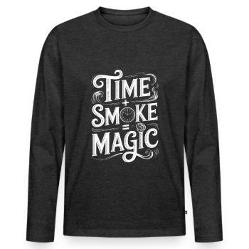 Time Smoke Magic Meat Smoking - Men's Premium Organic Long Sleeve Shirt - heather anthracite - Front - Nico (187cm)