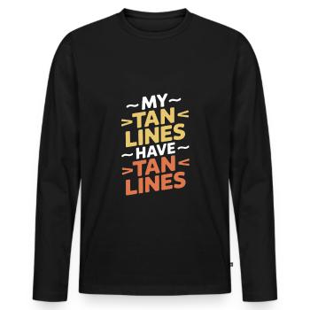 Mes lignes de bronzage ont des lignes de bronzage Coups de soleil - T-shirt manches longues Premium bio Homme - noir - Devant - Nico (187cm)