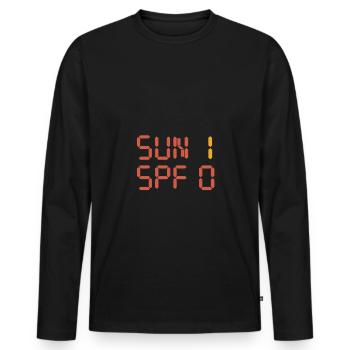Sun 1 SPF 0 Sunburn - Men's Premium Organic Long Sleeve Shirt - black - Front - Nico (187cm)