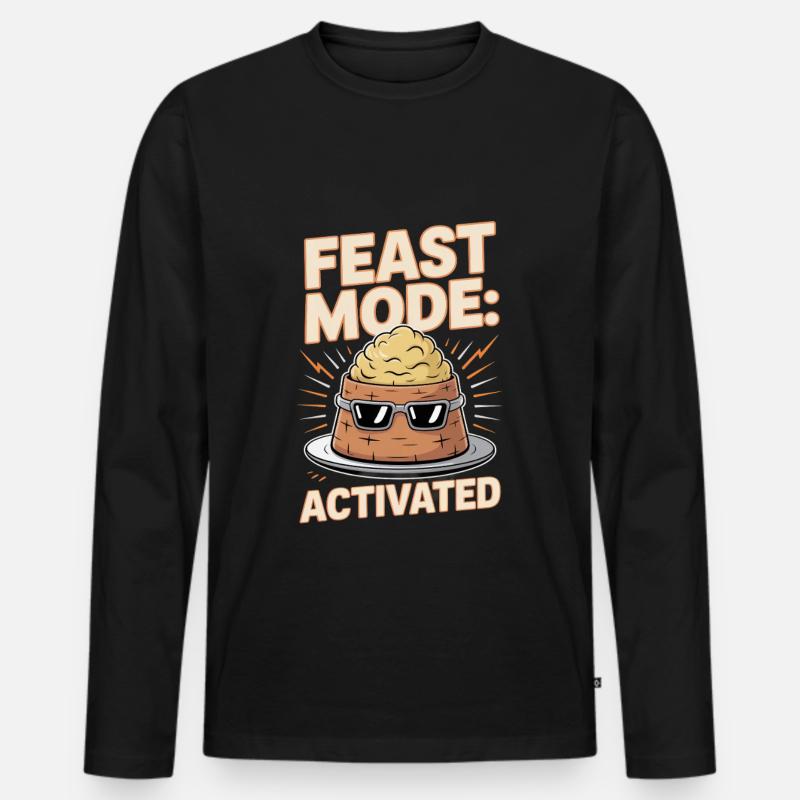 Feast Mode Activated Thanksgiving - Männer Premium Bio Langarmshirt - Schwarz