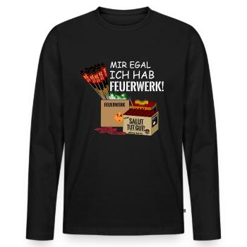 Pyro Ich hab Silvester Feuerwerk - Männer Premium Bio Langarmshirt - Schwarz - Vorne - Nico (187cm)