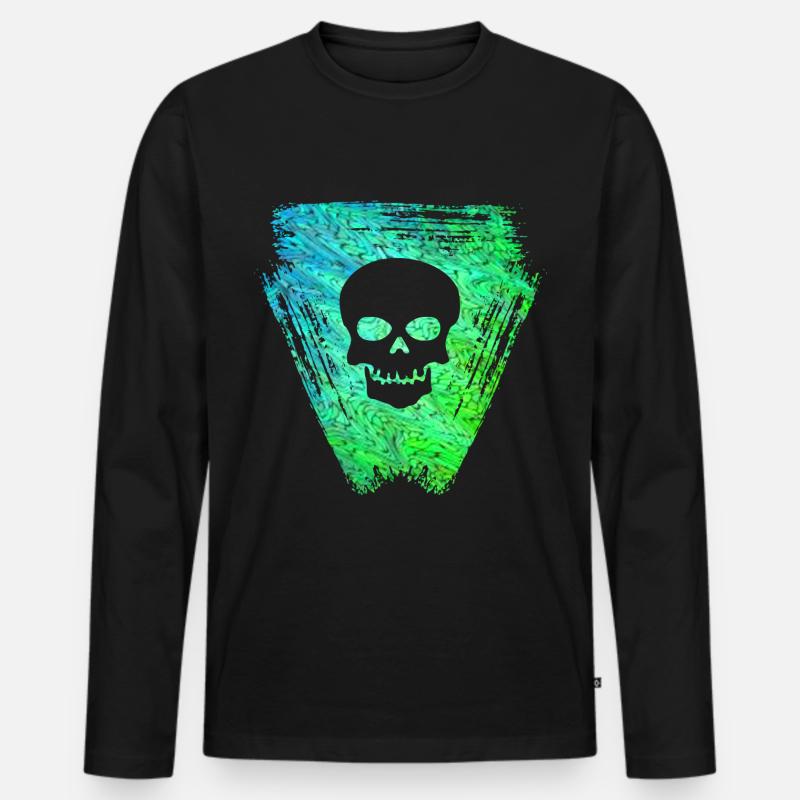 schädel 2 e 5 - Männer Premium Bio Langarmshirt - Schwarz