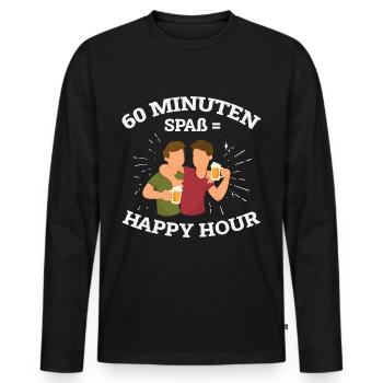 Happy Hour heißt 60 Minuten Spaß - Männer Premium Bio Langarmshirt - Schwarz - Vorne - Nico (187cm)