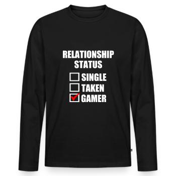 En couple avec ma console - T-shirt manches longues Premium bio Homme - noir - Devant - Nico (187cm)