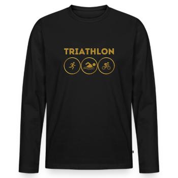 Triathlon - T-shirt manches longues Premium bio Homme - noir - Devant - Nico (187cm)