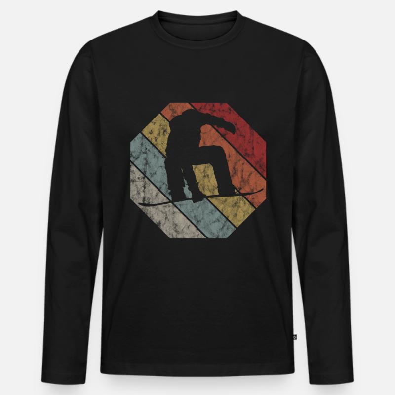 Snowboard Snowboarder Snowboarding Retro Geschenk - Männer Premium Bio Langarmshirt - Schwarz