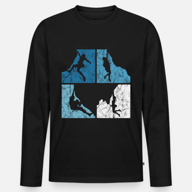 Bergsteigen Retro Klettern Bouldern Berg Geschenk - Männer Premium Bio Langarmshirt - Schwarz