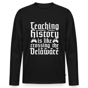Historien - T-shirt manches longues Premium bio Homme - noir - Devant - Nico (187cm)