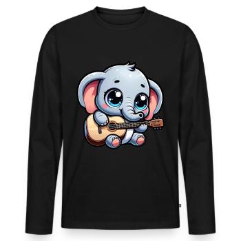 Elephant Playing the guitar Jumbo Melodies Baby Te - Men's Premium Organic Long Sleeve Shirt - black - Front - Nico (187cm)