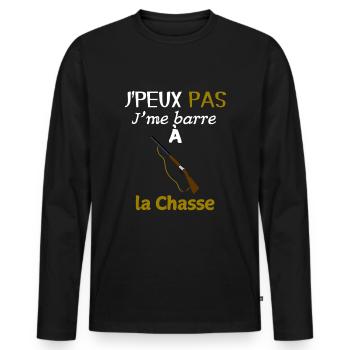 Humour Chasse – I go hunting - Men's Premium Organic Long Sleeve Shirt - black - Front - Nico (187cm)